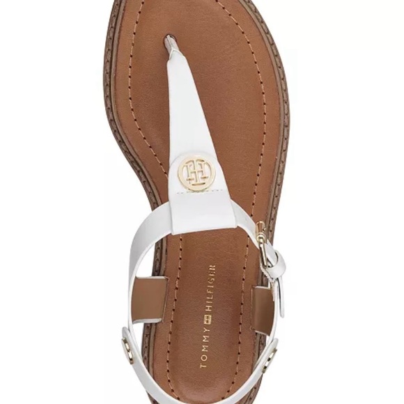 BRAND NEW Tommy Hilfiger White and Brown Sandals - Picture 1 of 6